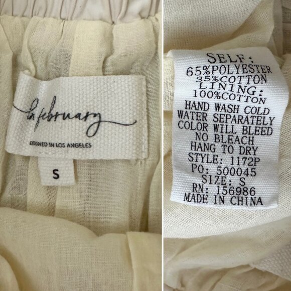 In February Pastel Yellow Floral Embroidered High Waist Shorts Womens Size Small - Picture 15 of 15